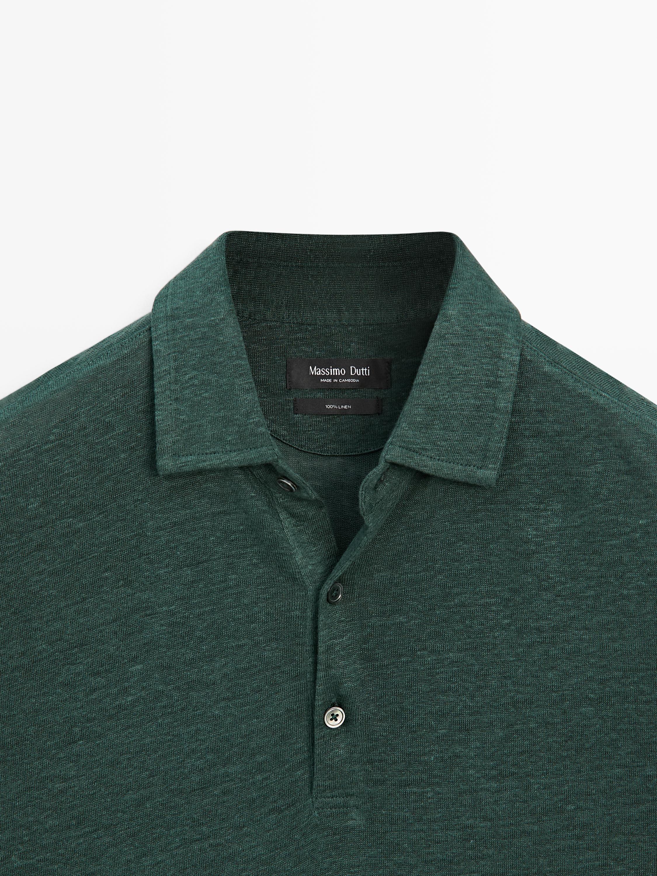 100% linen short sleeve polo shirt
